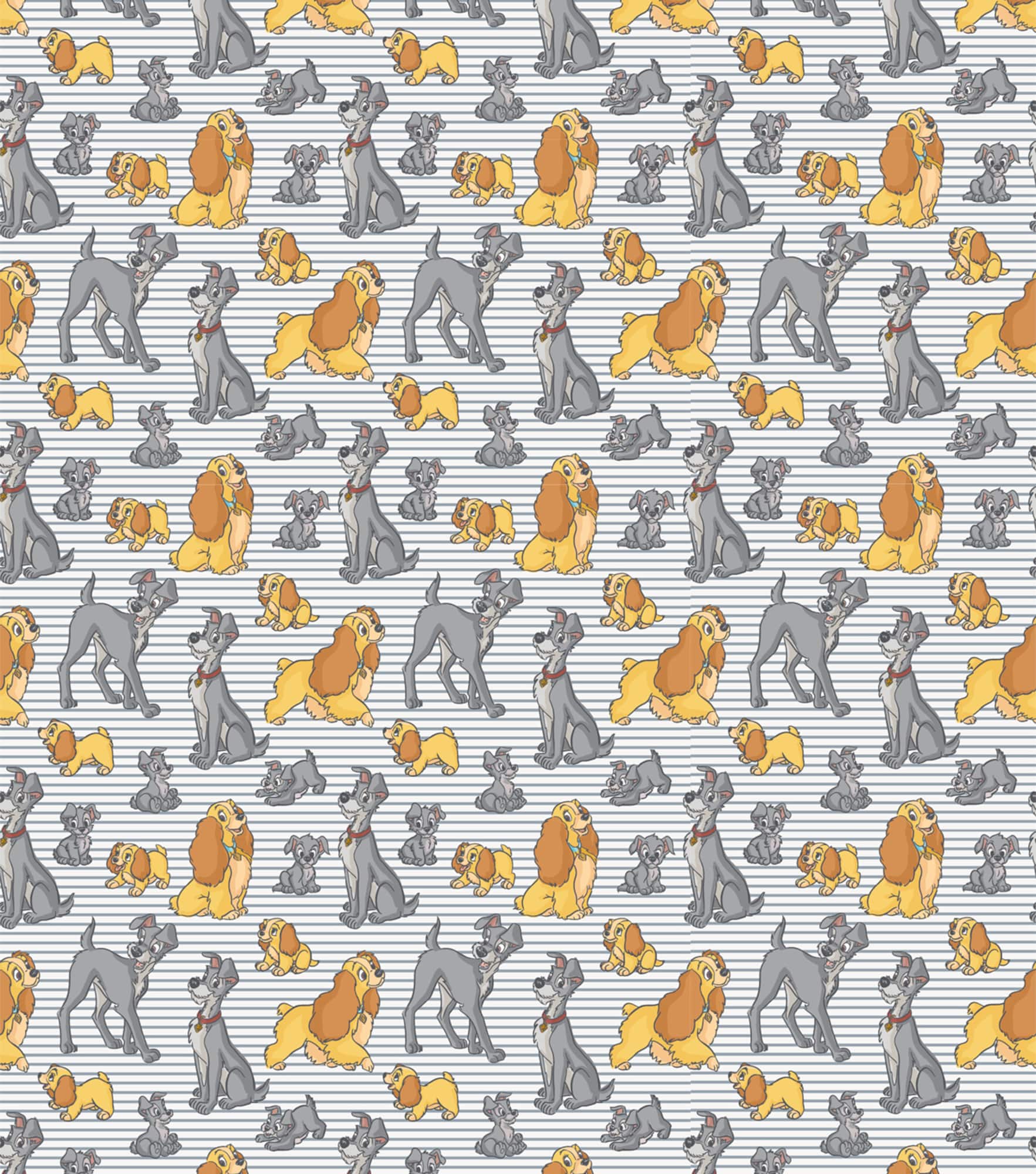 Disney Lady and The Tramp Love Over Time Packed Cotton Fabric